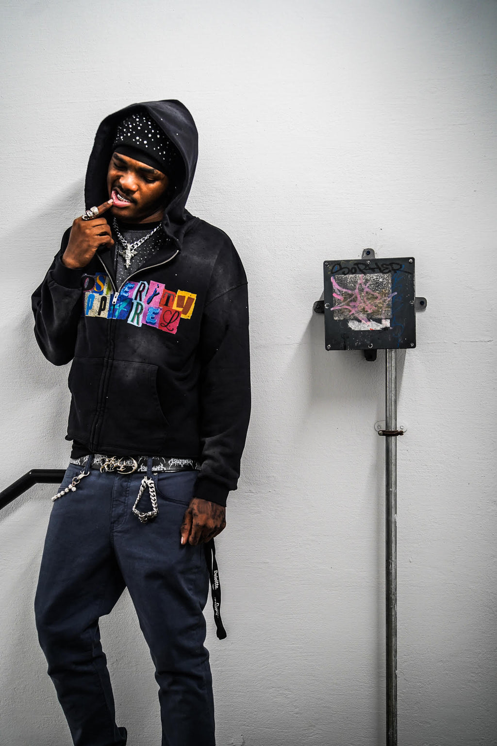 "Shine Ash Black" Zip-Up